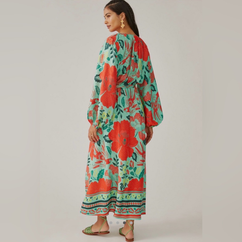 Farm Rio x Anthropologie Poppy Print Maxi Dress M - Picture 4 of 12
